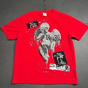 Smoke Rise Mens XL Red Graphic T-Shirt With Angel Print & Splatter Design